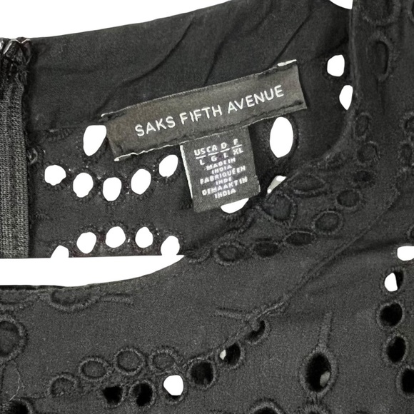 Saks Fifth Avenue Black Eyelet Sleeveless Top – Size Large - Picture 6 of 8